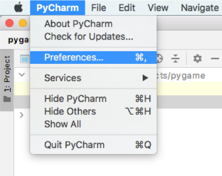 Pygame: Preferences auswählen
